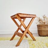 Tabouret pliant ancien en bois - porte-plantes en bois