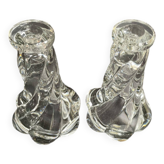 Pair of twisted crystal candle holders