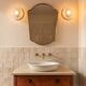 Pair of vintage wall-mounted ceiling lights - pressed glass "diamond point" -