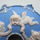 jewelry box or blue porcelain candy box with 4 angels