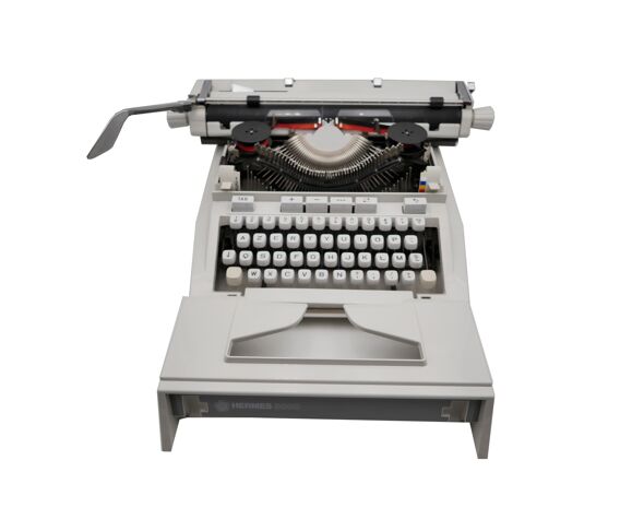 Machine à écrire Hermes 3000 grise révisée ruban neuf