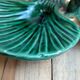 Vintage ceramic server in green with shell design, Vallauris style.
