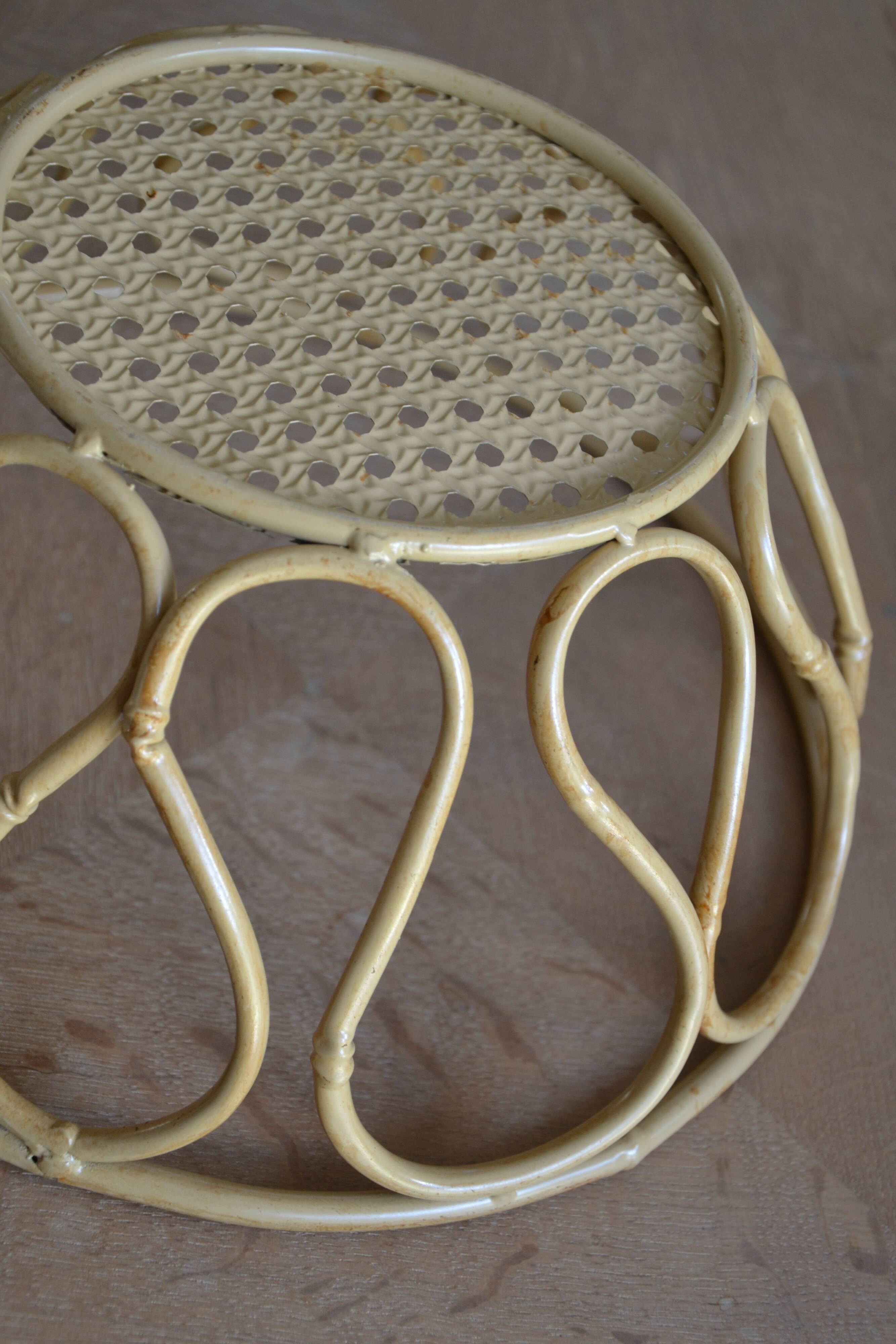 Corbeille, panier à fruits en métal imitant le bambou