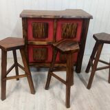 Brutalist bar counter in solid elm