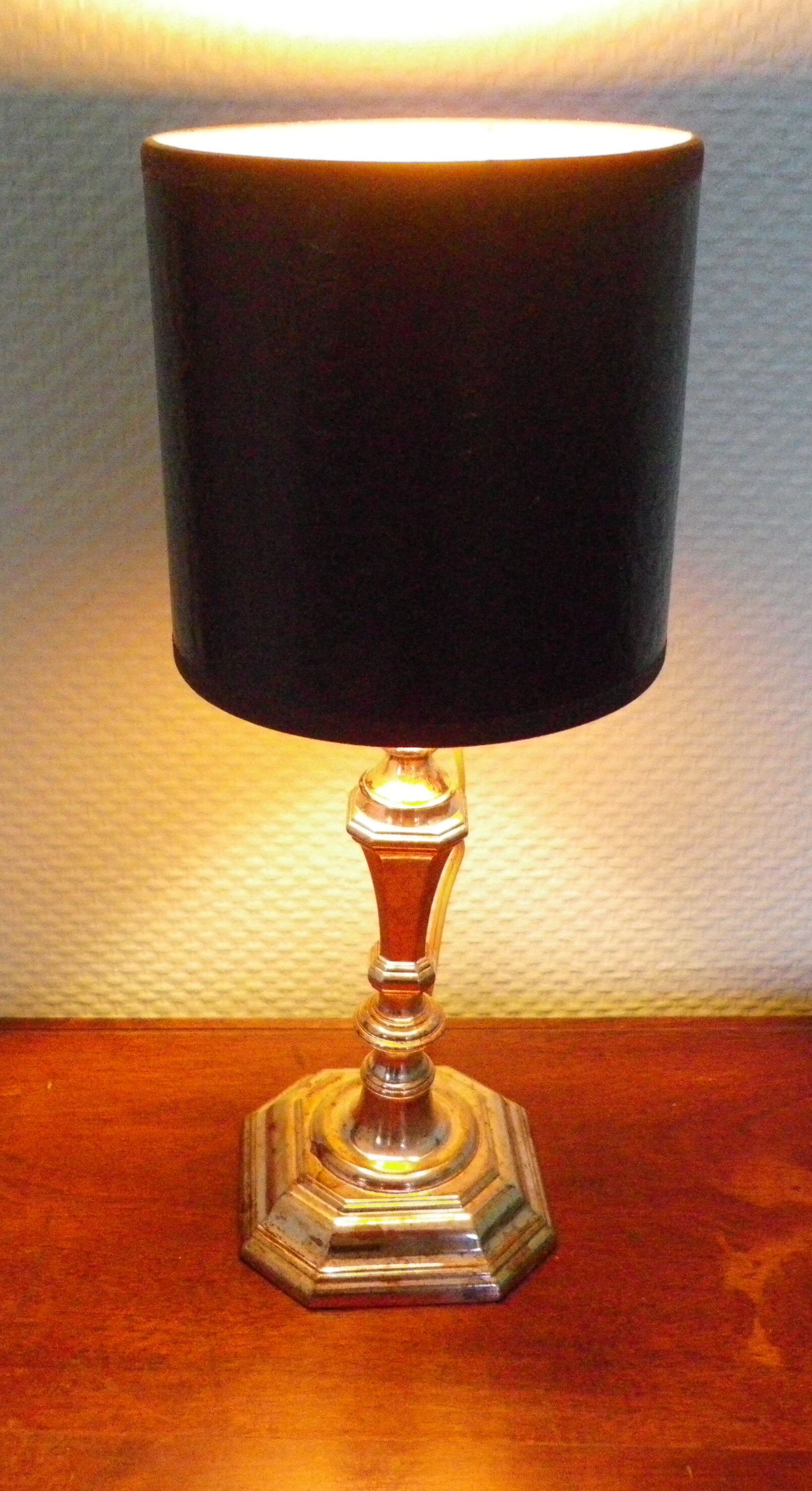 Lamp to lay, black leather lampshade - Art Deco