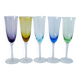 Ensemble de 5 flûtes en verre coloré multicolores 1970