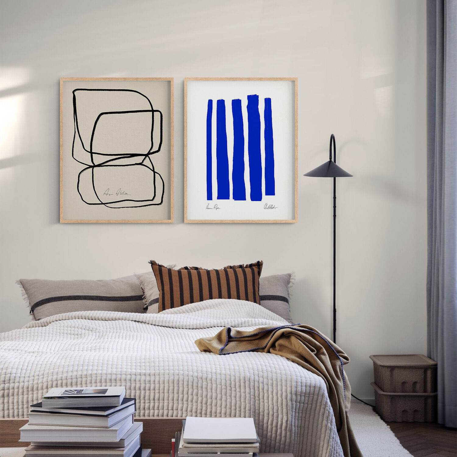 Pair of giclee prints, abstract wall art set of two, 50x70cm
