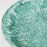 Eva Ruffoni Grand Bol Art Fruitier en Céramique Turquoise, 15 pouces de diamètre, Italie, années 1980