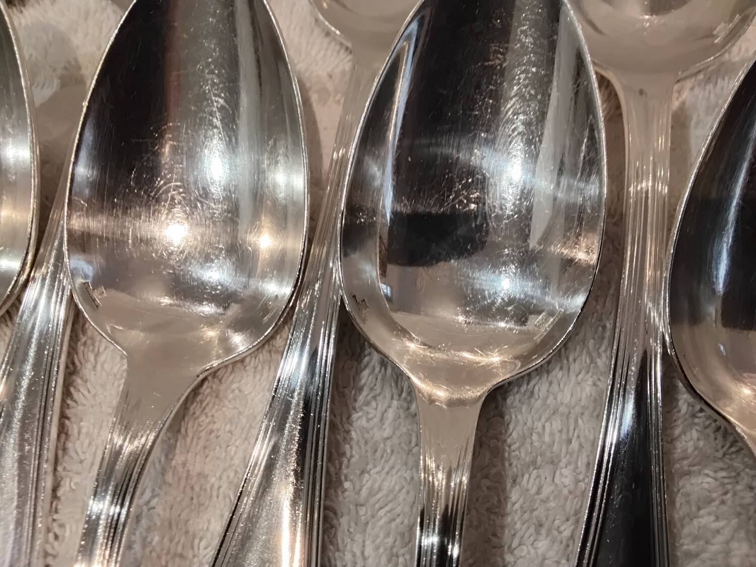 12 silver-plated soup spoons, Christofle goldsmith, Spatours model