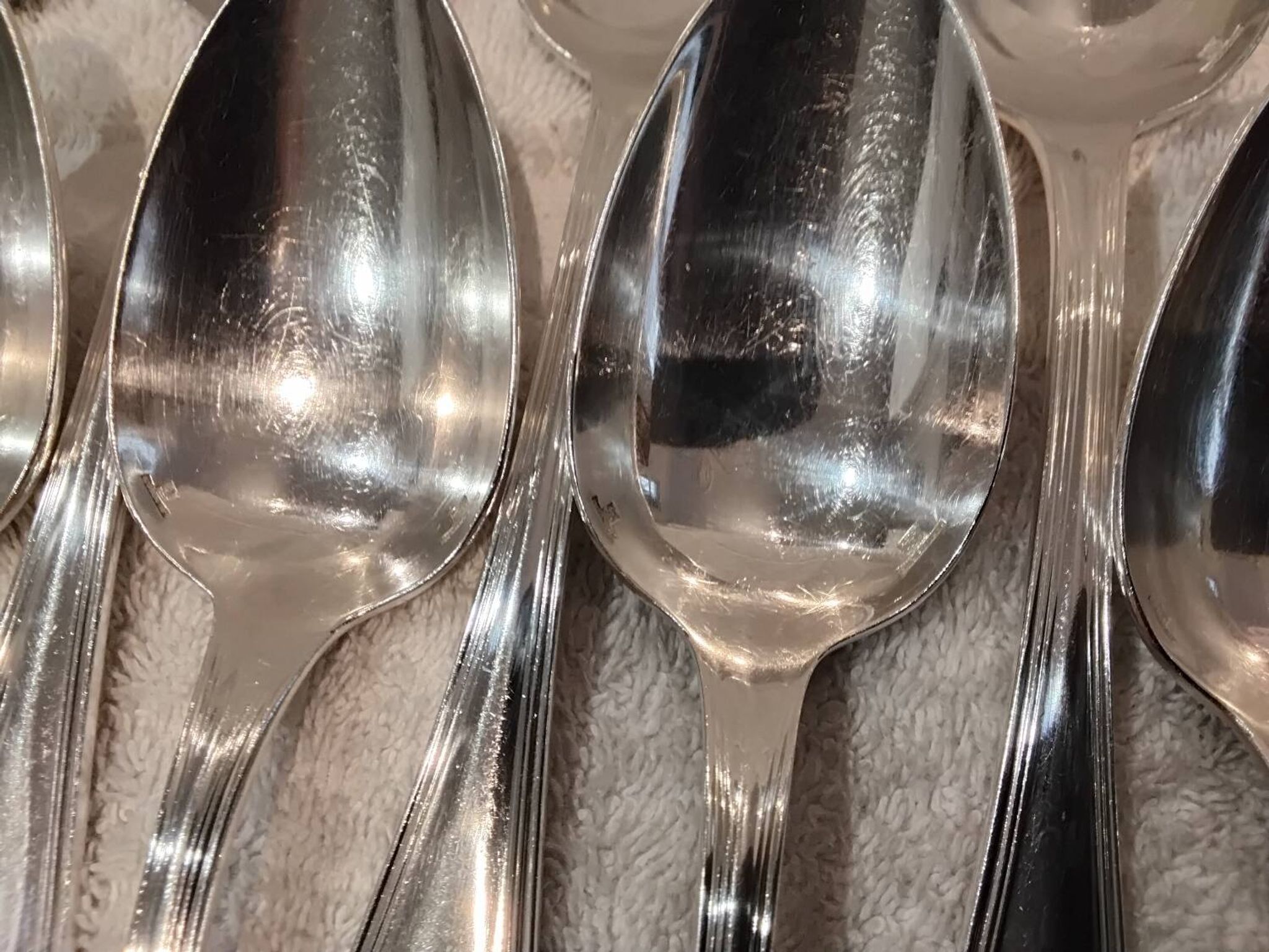 12 silver-plated soup spoons, Christofle goldsmith, Spatours model