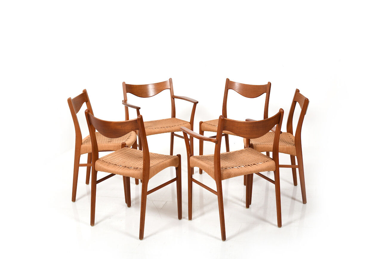 Danish teak dining chairs by Arne Wahl Iversen Glyngøre Stolefabrik