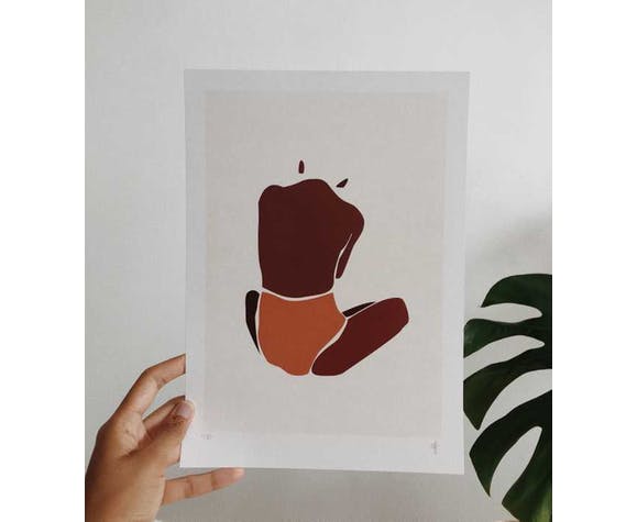 Illustration - baigneuse orange A3