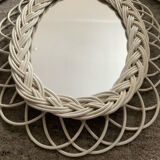 Rattan entrance set with mirror and 2 coat hooks.