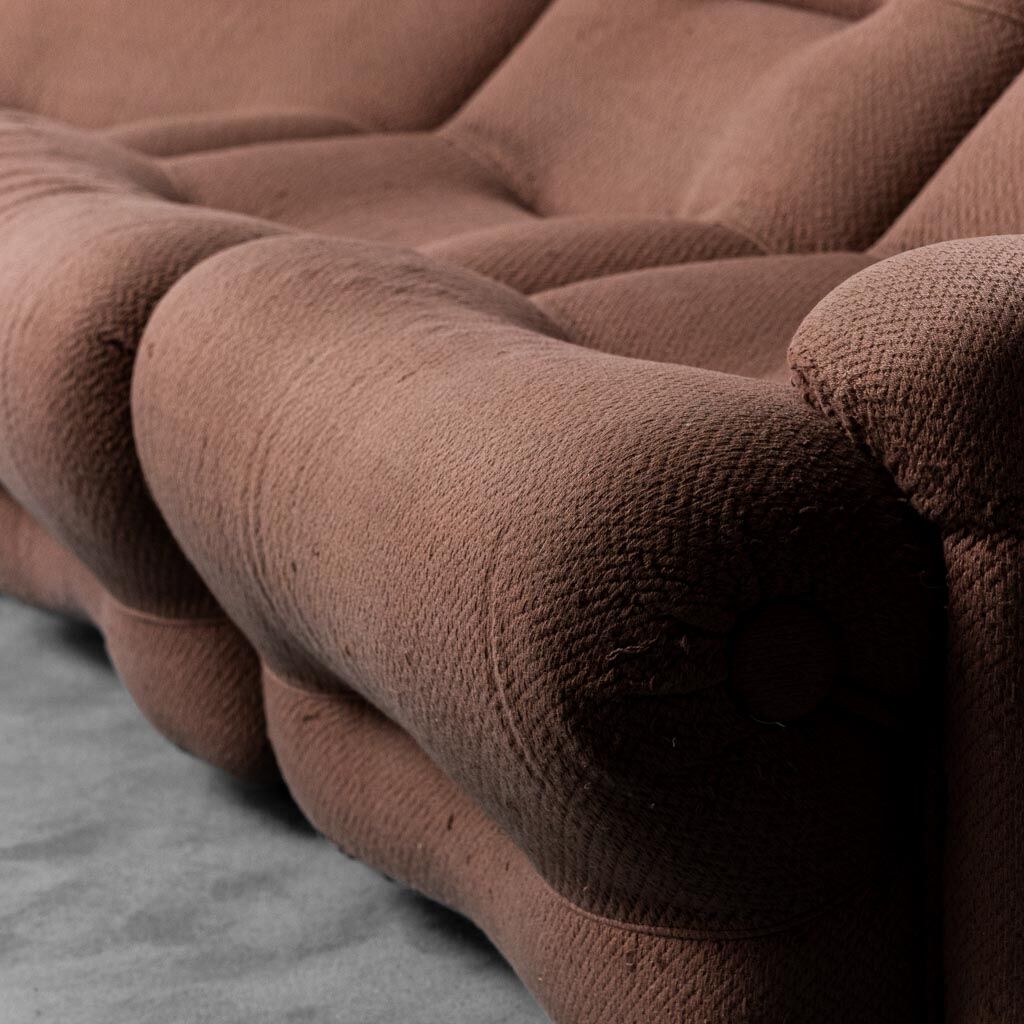 Rezia sofa 7 modules brown fabric 1p 70s vintage modern