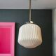 Pink Art Deco glass hanging lamp