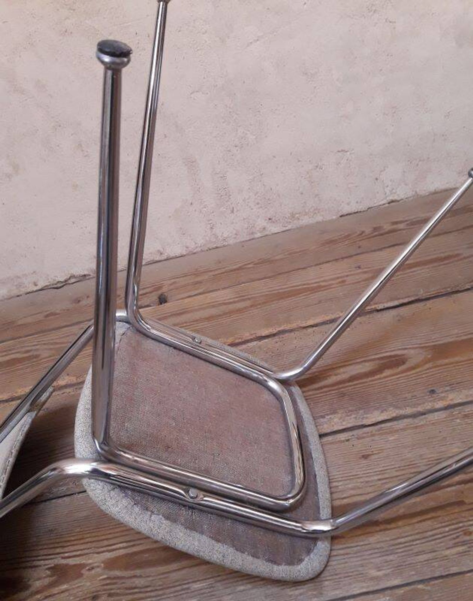 1950s chrome and fabric compass base chair