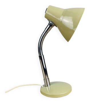 Lampe cocotte métal beige, bureau ou applique, années 60