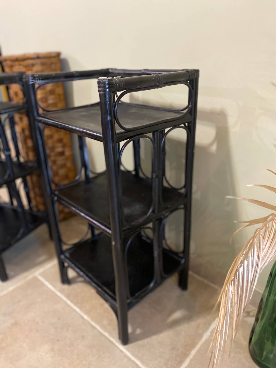 Black rattan shelf