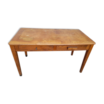Oak desk table 1950 2 drawers -1m30