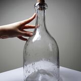 Large antique blown glass bottle with bubbles, early 20th century 1900-1920.