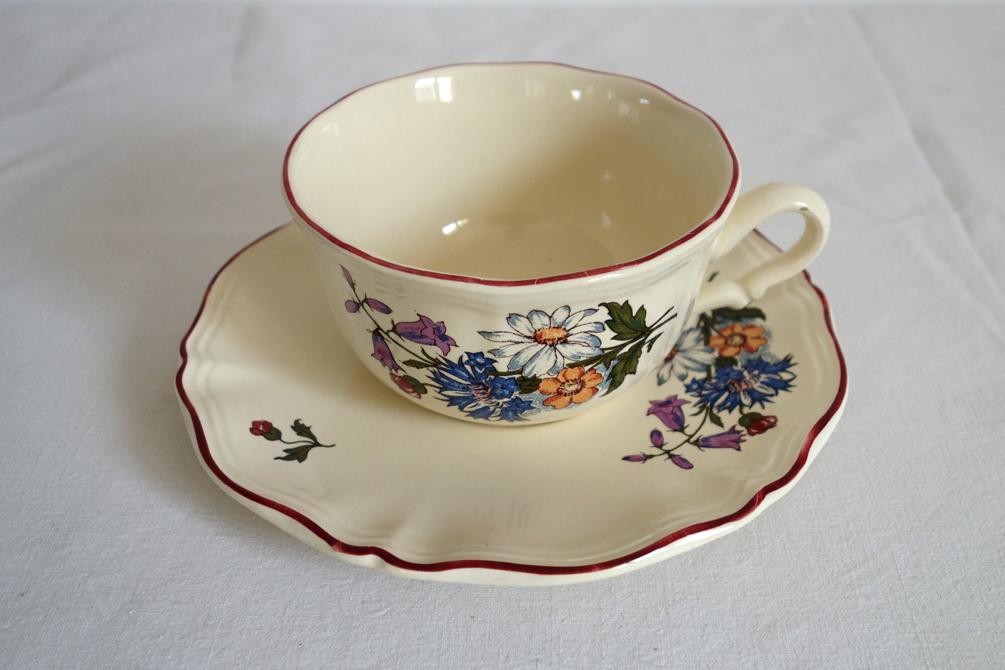 Tasse à thé et soucoupe vintage sarreguemines "agreste"