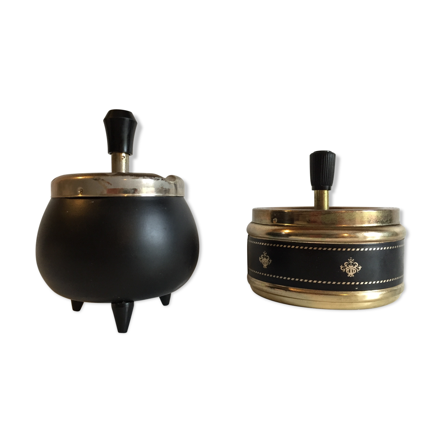 Set of 2 vintage mechanical ashtrays