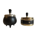 Set of 2 vintage mechanical ashtrays