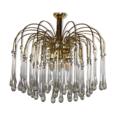 Mid-century waterfall hanging lamp with glass drops