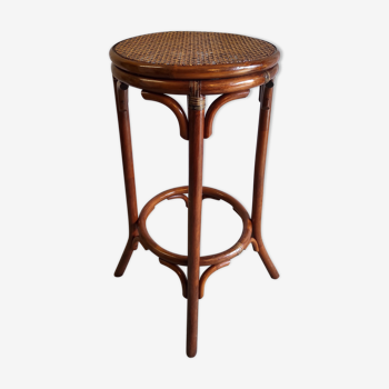 Tabouret haut en rotin et bambou  années 70/80