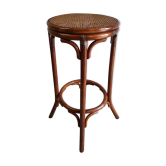 Tabouret haut en rotin et bambou  années 70/80
