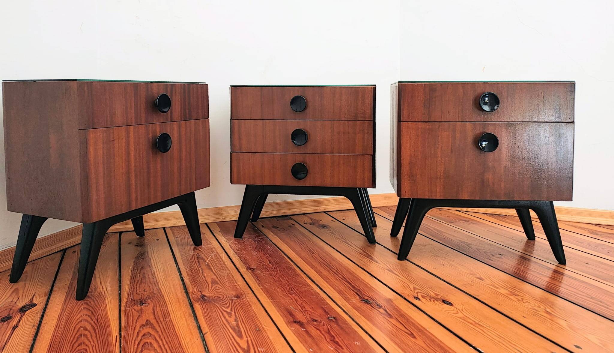 Czechoslovakian Nightstands by J. Halabala for UP Závody, 1950s, Set of 3