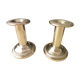 Set of 2 silver metal candlesticks decor with godrons
