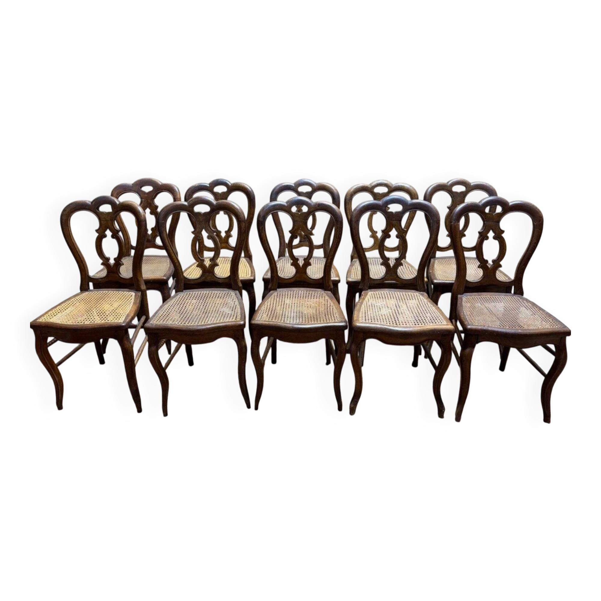 Set of 10 caned chairs from the Louis Philippe period.