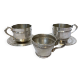 Arts de la table, ensemble trois tasses à thé métal argenté début XXème