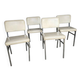 4 chrome metal chairs with faux leather from the 1970s.