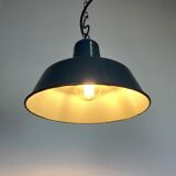 Suspension industrielle en émail bleu, années 1960