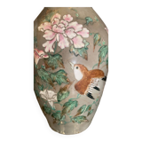 Antique Japanese vase in ceramic with floral and bird decoration, 19th century.