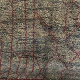 Berber carpet beni ouarain mottled brown and grey with red patterns 3.07x2.24m