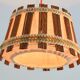 Vintage 1970s burlap and wood pendant light