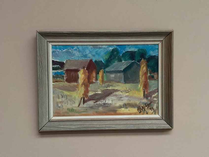 Original Swedish Oil On Panel – “Landscape With Barns”