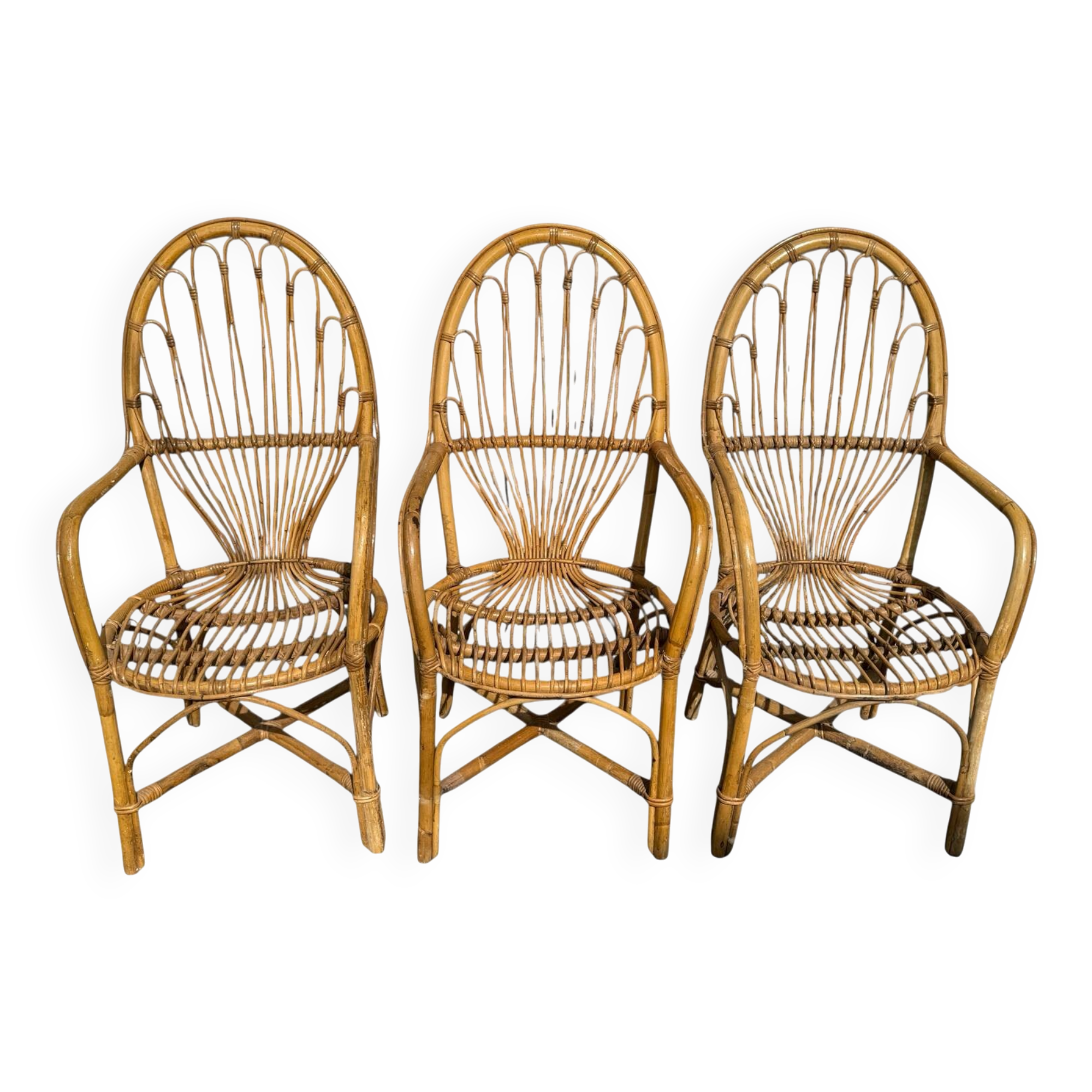 3 Rattan Armchairs from the 70s