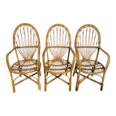 3 Rattan Armchairs from the 70s
