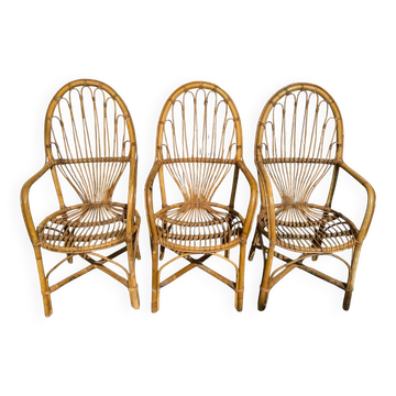 3 Rattan Armchairs from the 70s