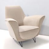 Vintage ivory fabric armchair, Italy
