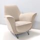 Vintage ivory fabric armchair, Italy