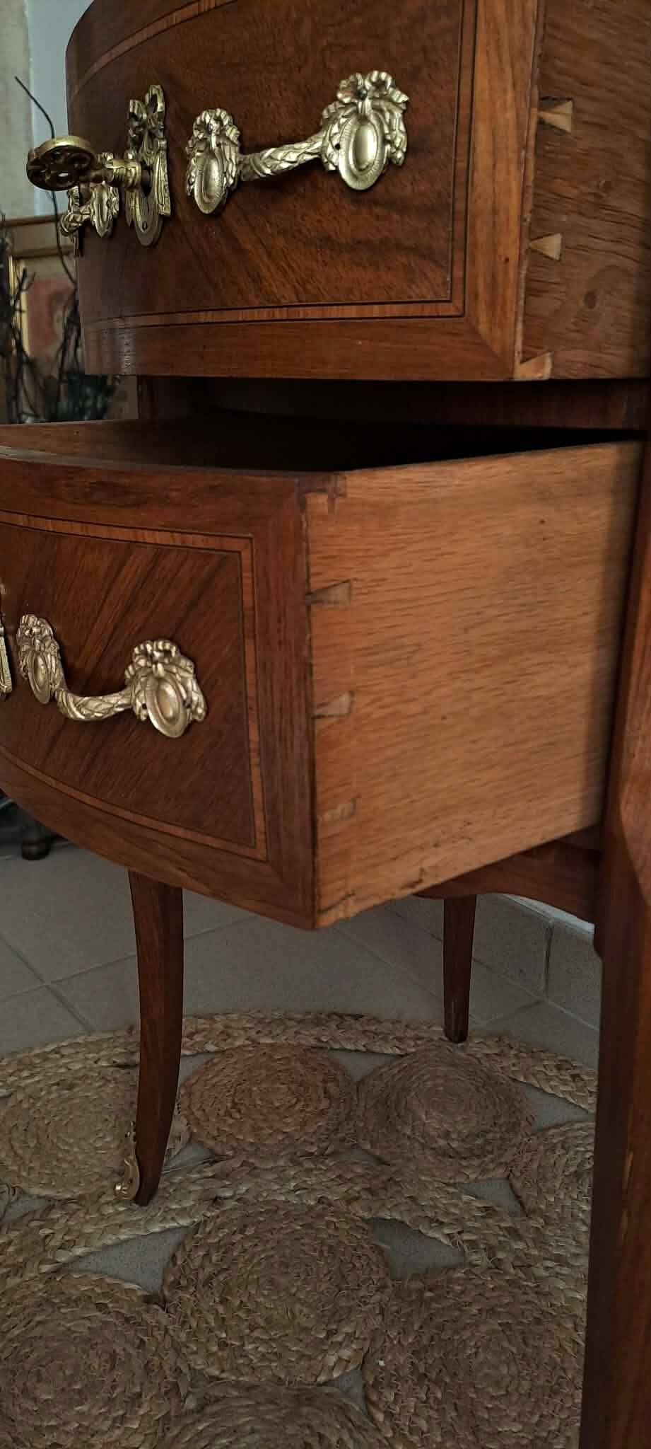 Louis XVI style marquetry bedside table