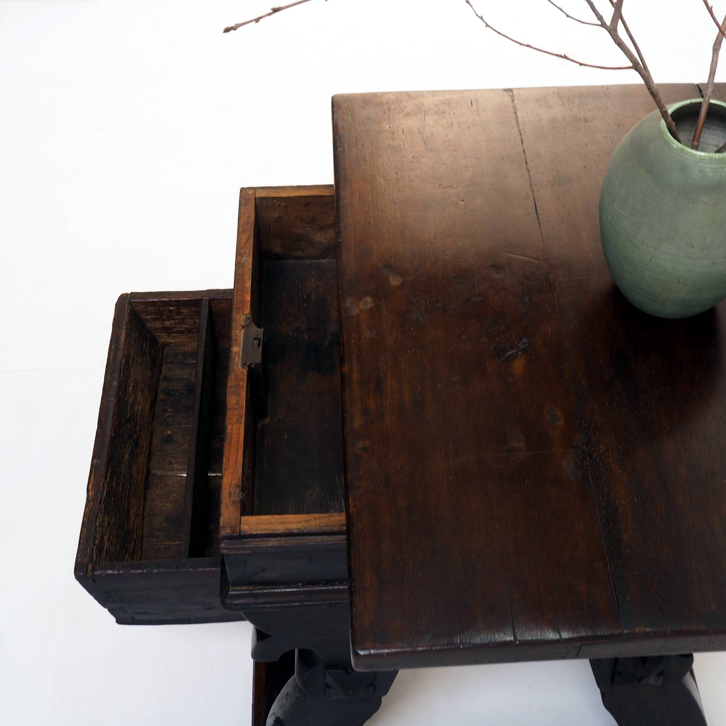 Antique Banker’s Rent Table with Sliding Top, 18th Century