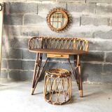 Vintage rattan dressing table 1960