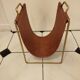 Vintage leather and brass magazine rack – Modernist design 1960s/70s