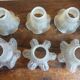 6 old vintage globes tulip shape frosted white glass